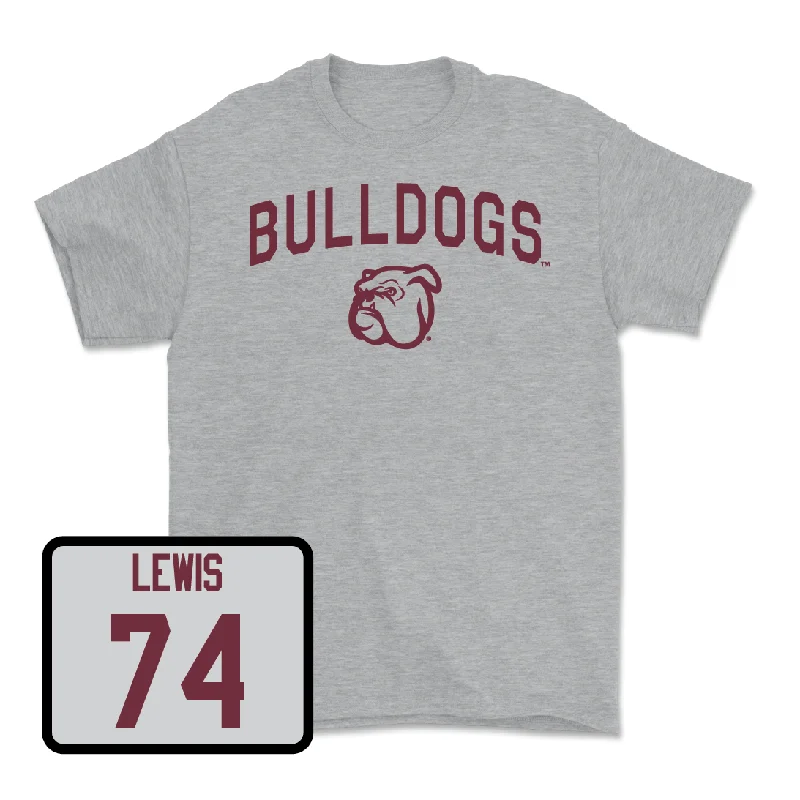 T-Shirt For School Tournament Merchandise-Sport Grey Football Bulldogs Tee  - Jimothy Lewis