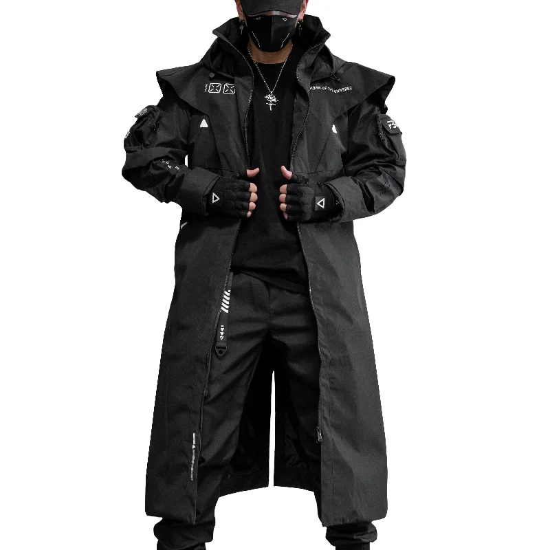 Jackets With Sporty Designs-CC-020 Black Commander's Coat