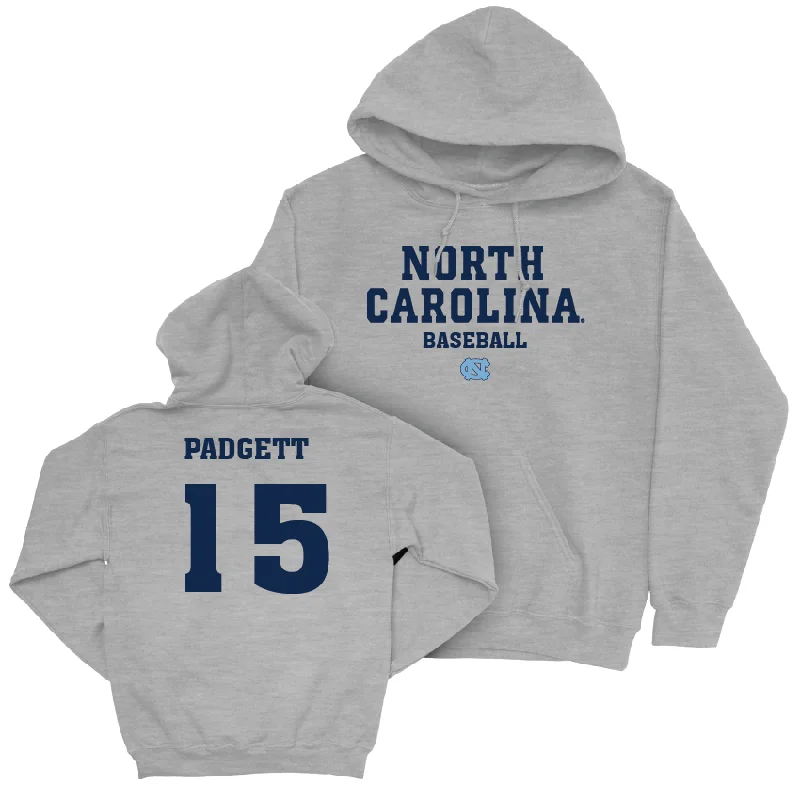 Hoodies For Corporate Custom Orders-UNC Baseball Sport Grey Staple Hoodie  - Cameron Padgett