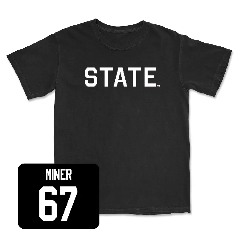 T-Shirt With Custom Name-Football Black State Tee  - Ethan Miner