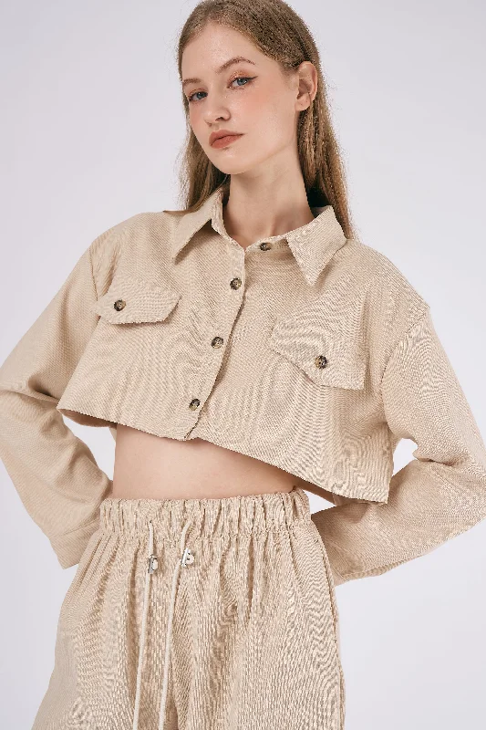 Jackets For Outdoor Work-Emery Cord Cropped Jacket/Shirt