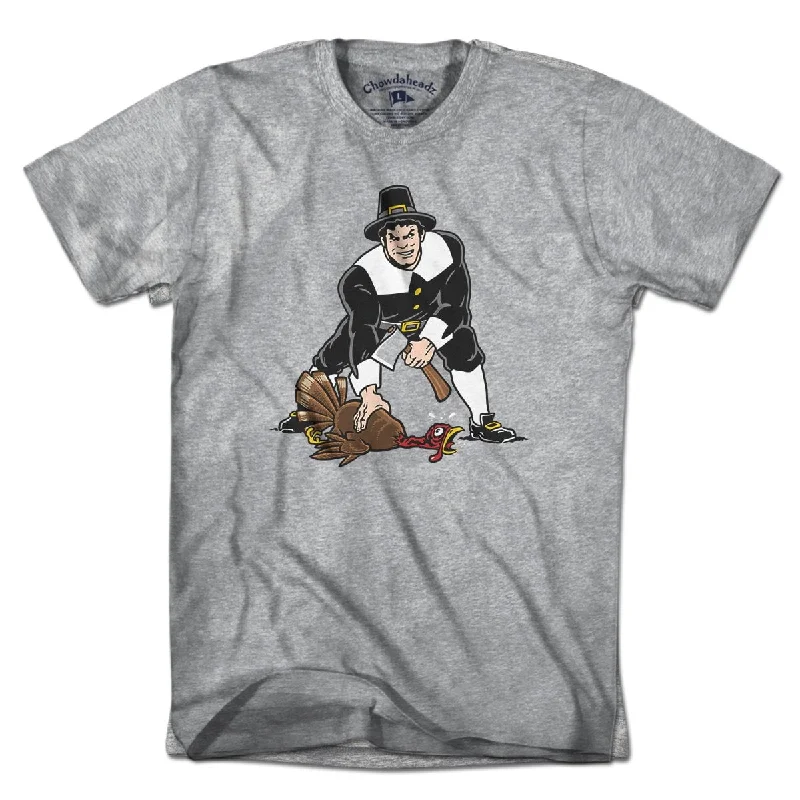 T-Shirt For Tournament Merchandise-Three Point Stance Thanksgiving Pilgrim T-Shirt