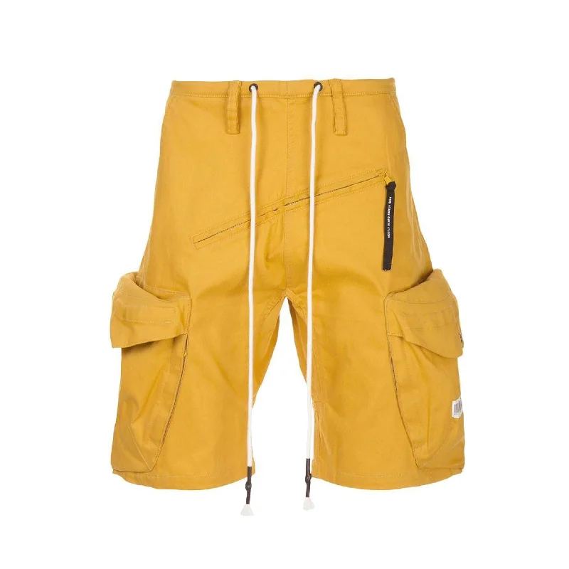 Stretchable Shorts For Women-PULL OVER CARGO SHORT YELLOW