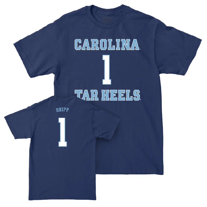 T-Shirt For Team Custom Fan Merchandise-UNC Football Sideline Navy Tee  - Jordan Shipp