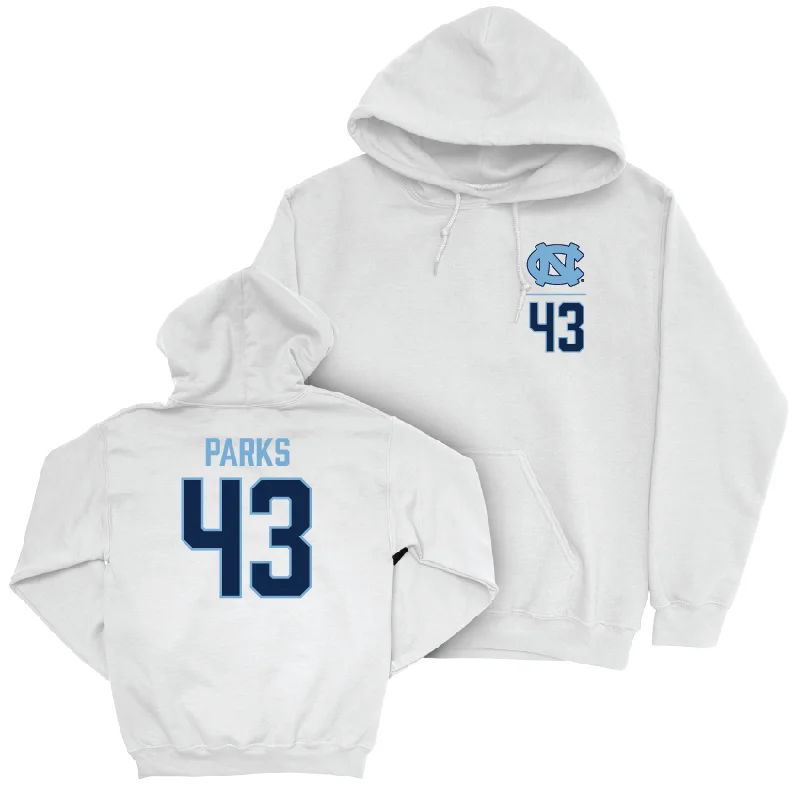 Hoodies With Text Customization-UNC Baseball White Logo Hoodie  - Tyler Parks