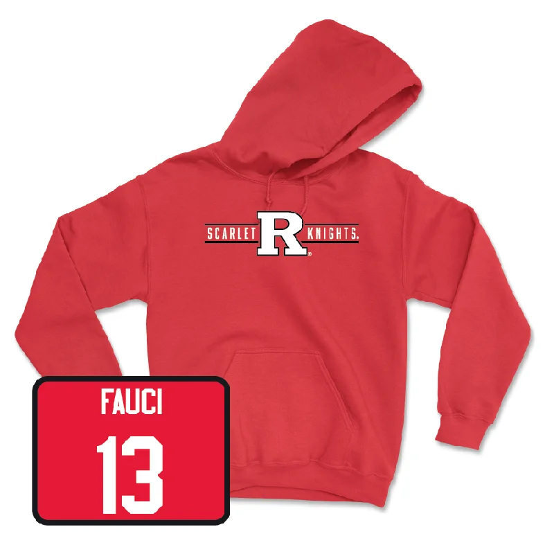 Hoodies With Club Logos-Red Baseball Scarlet Knights Hoodie - Sonny Fauci