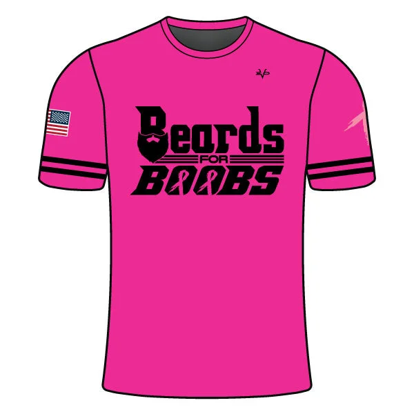 T-Shirt For Personalized School Apparel-Evo9x BEARDS FOR BOOBS Breast Cancer Awareness Shirt - Pink