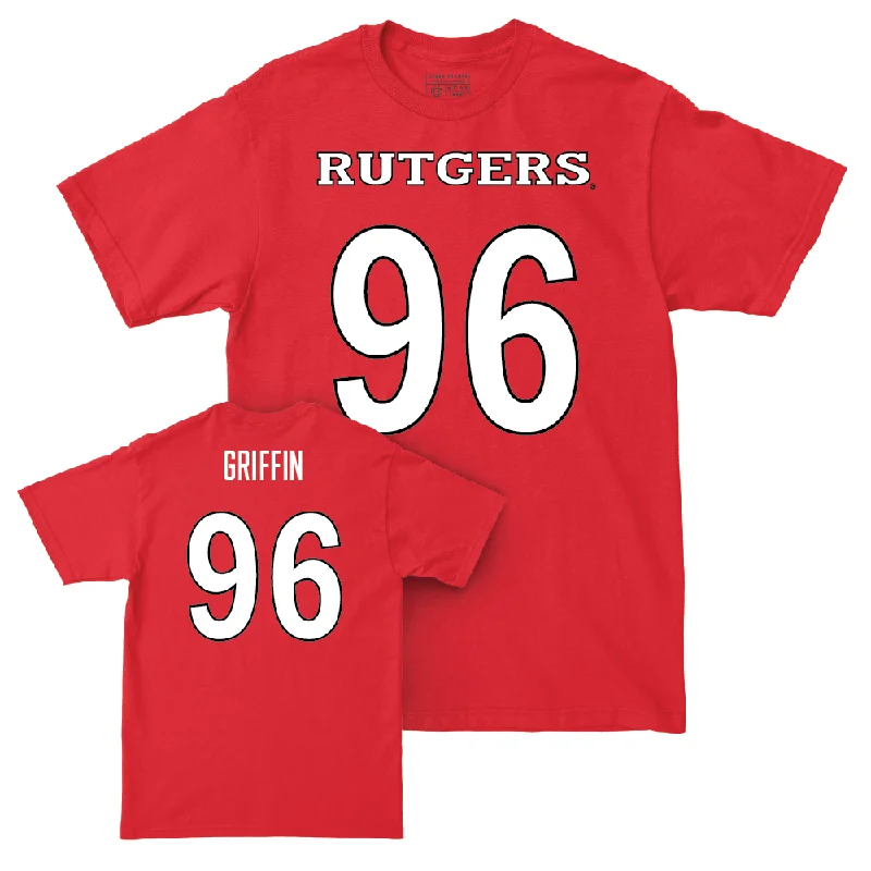 T-Shirt For Limited-Time Custom Merchandise-Red Football Shirsey Tee - Keshon Griffin