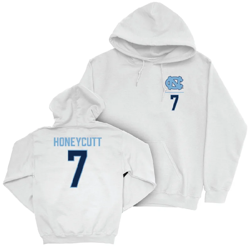 Hoodies With Team Logos-UNC Baseball White Logo Hoodie - Vance Honeycutt