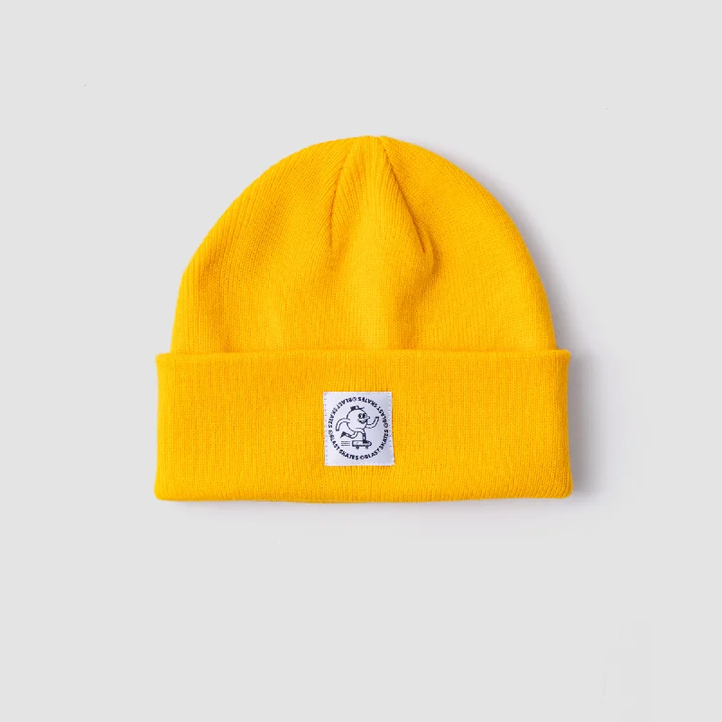 Personalized Fitted Hats-YELLOW ROUND LOGO BEANIE