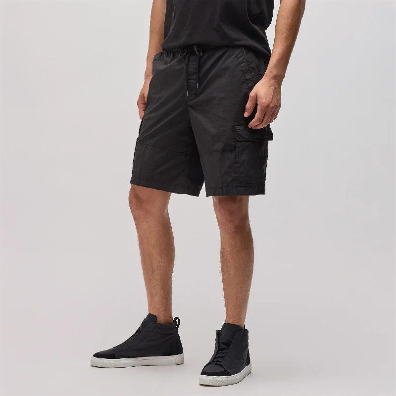 Compression Shorts For Women-Stretch Poplin Cargo Short - Black