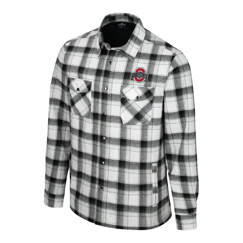 Jackets For Protective Gear-Ohio State Buckeyes Silent Majesty Plaid Snap Jacket