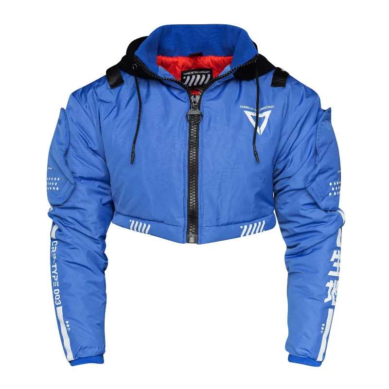 Jackets For Exclusive Fan Merchandise-CRB-003 Blue Hood Crop Bomber Jacket