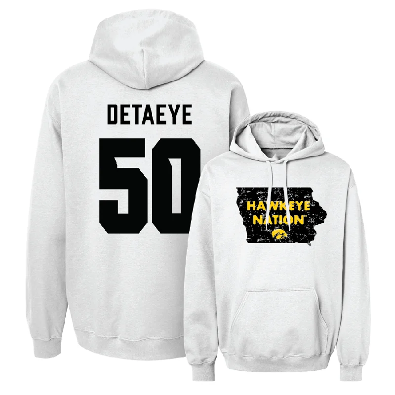 Hoodies With Soft Material-Baseball White State Hoodie - Benjamin DeTaeye