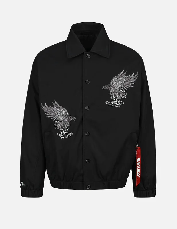 Fleece Jackets For Men-Eagle and Logo Embroidery Shirt Jacket