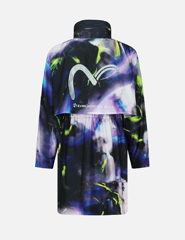 Jackets For Family Events-Abstract Print Hooded Wind Coat