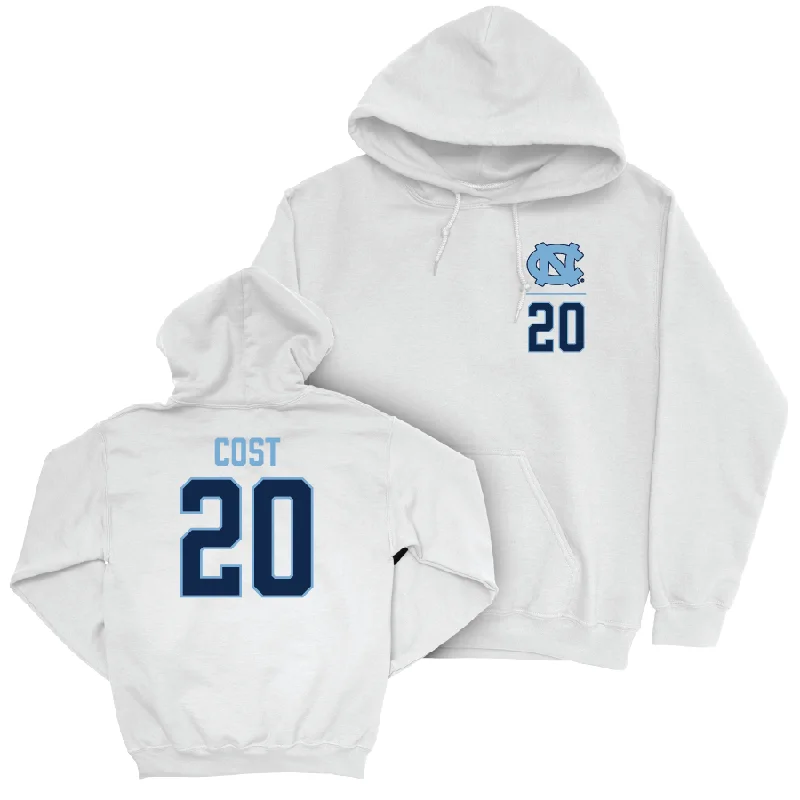 Hoodies With Thermal Lining-UNC Baseball White Logo Hoodie   - Kaleb Cost