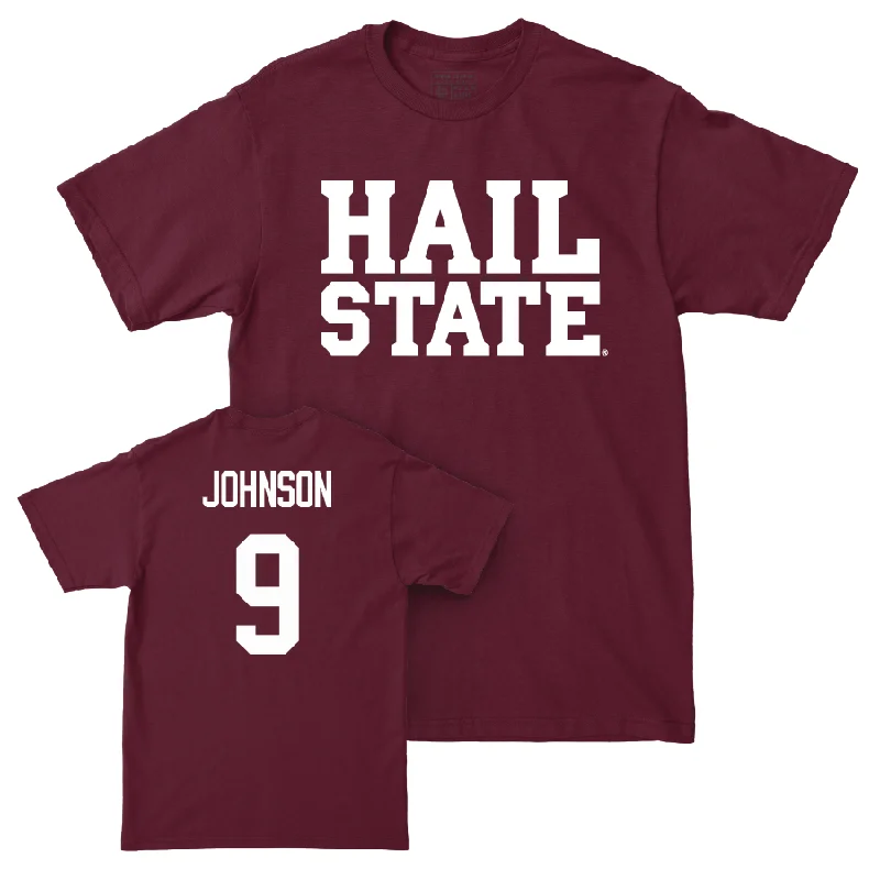 T-Shirt For Hot Weather-Maroon Football Hail Tee   - Ricky Johnson