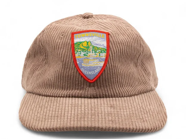 Hats With Text Designs-Parliament Queensland Vintage Patch - Cord Hat (Townsville) Hazy Pink