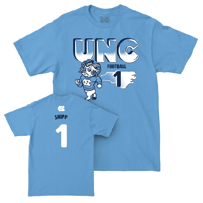 T-Shirt For Softball Teams-UNC Football Mascot Carolina Blue Tee  - Jordan Shipp