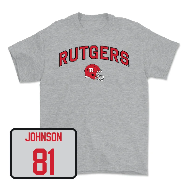 T-Shirt With Custom Logo-Sport Grey Football Helmet Tee - Deondre Johnson