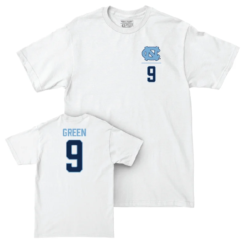 T-Shirt For Custom Fan Customization-UNC Football White Logo Comfort Colors Tee  - Javarius Green