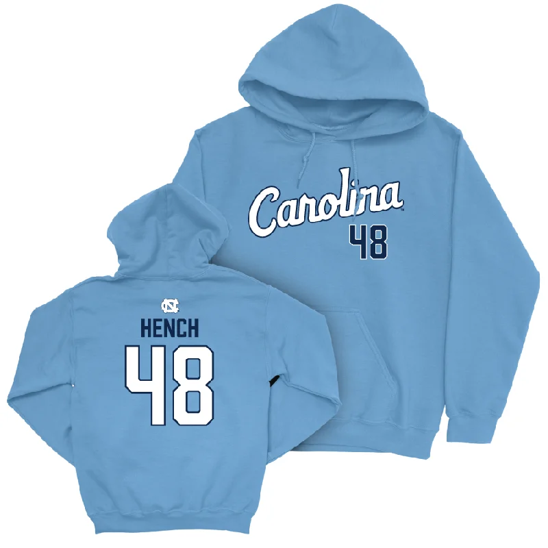 Hoodies For Fall-UNC Baseball Carolina Blue Script Hoodie  - Ryan Hench