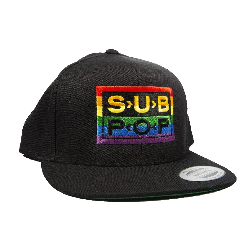 Hats For Soccer Fans-Rainbow Logo Black Snapback Hat