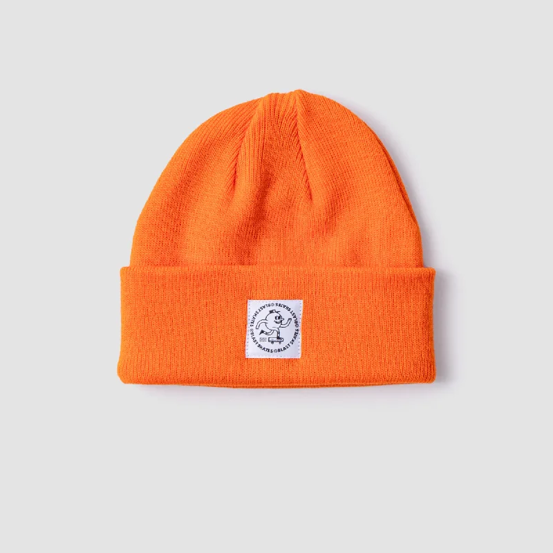 Adjustable Hats For Men-ORANGE ROUND LOGO BEANIE