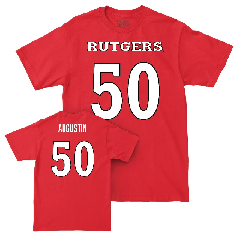 T-Shirt For Family Merchandise Customization-Red Football Shirsey Tee - Jordan Augustin