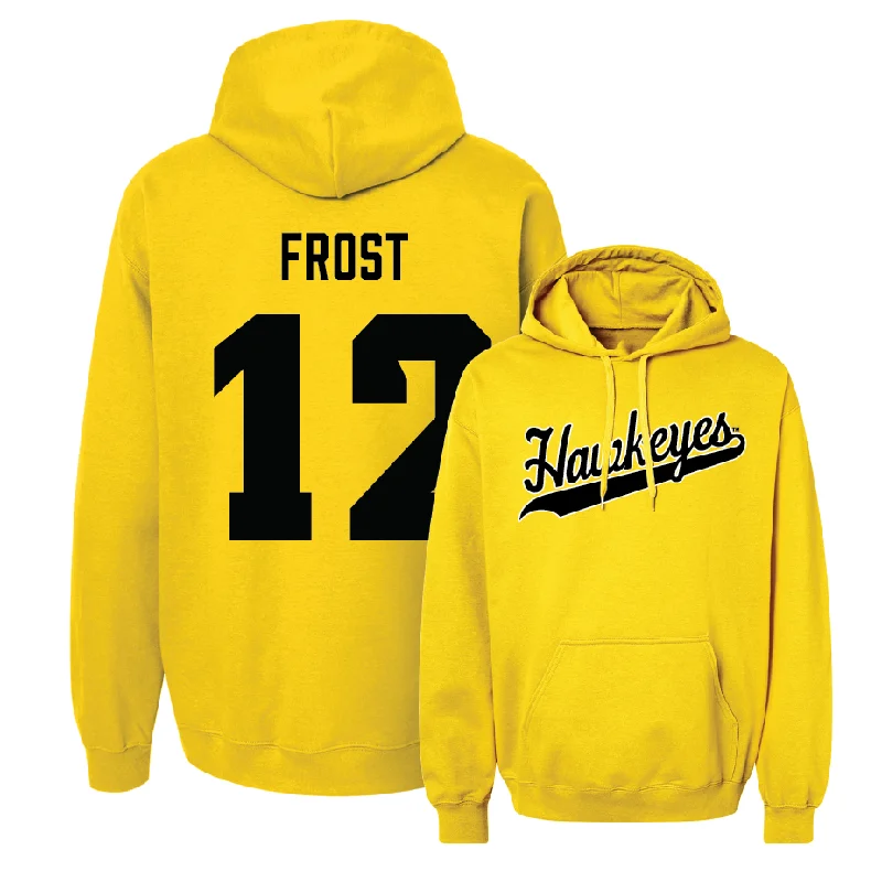 Hoodies For Casual Days-Gold Baseball Script Hoodie  - Jaixen Frost