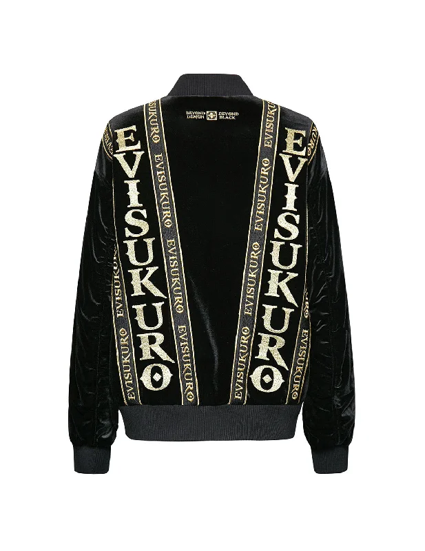 Jackets For Custom Design-Logo Tape Padded Velvet Bomber Jacket