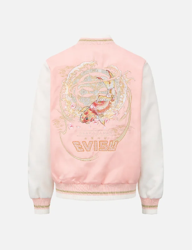 Jackets For Custom Colors-“Koi Playing in the Waves” and Kamon Embroidery Souvenir Jacket