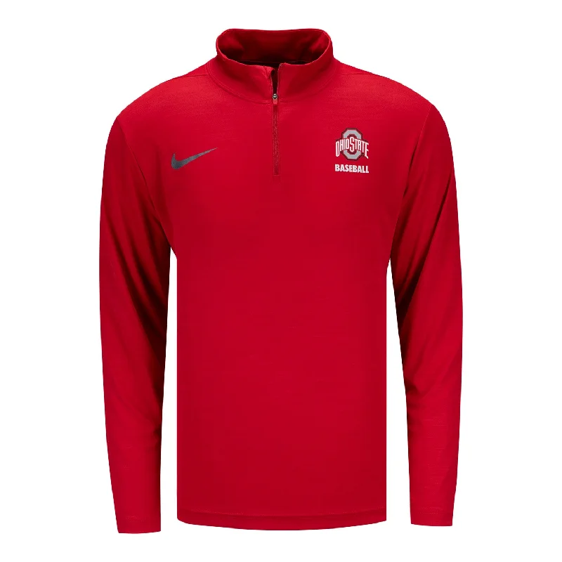 Jackets With Durable Materials-Ohio State Buckeyes Nike Baseball 1/4 Zip Scarlet Jacket