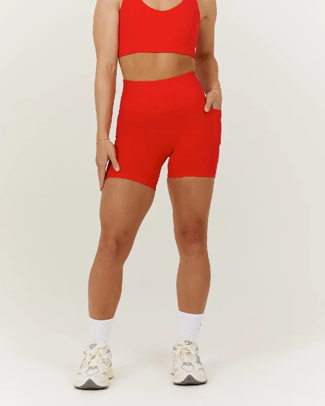 Shorts With Hidden Pockets-SCULPT POCKET BIKER SHORTS - CHILLI