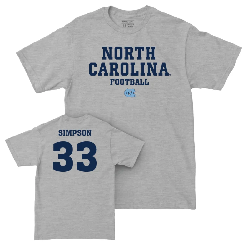 T-Shirt With Player Number-UNC Football Sport Grey Staple Tee  - Curtis Simpson