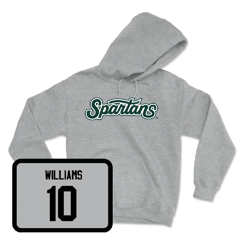 Hoodies For Yoga-Sport Grey Baseball Script Hoodie - Nick Williams