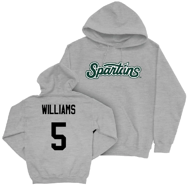 Hoodies For Warm Weather-Sport Grey Baseball Script Hoodie   - Christian Williams