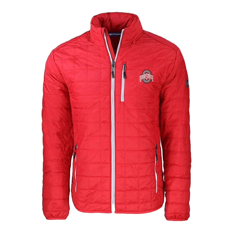 Jackets For Custom Orders With Logo-Ohio State Buckeyes Cutter & Buck Rainier PrimaLoft Eco Insulated Scarlet Full Zip Jacket