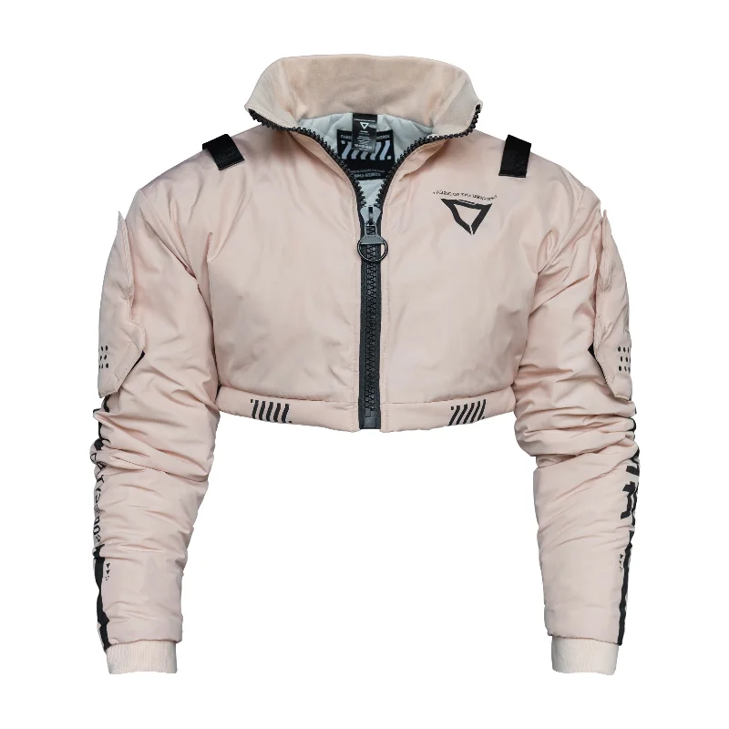 Jackets For Adventure Sports Events-CRB-003 Pink Crop Bomber Jacket