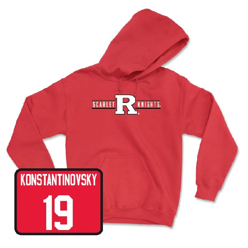 Hoodies For Personalized Gifts-Red Baseball Scarlet Knights Hoodie - Zack Konstantinovsky