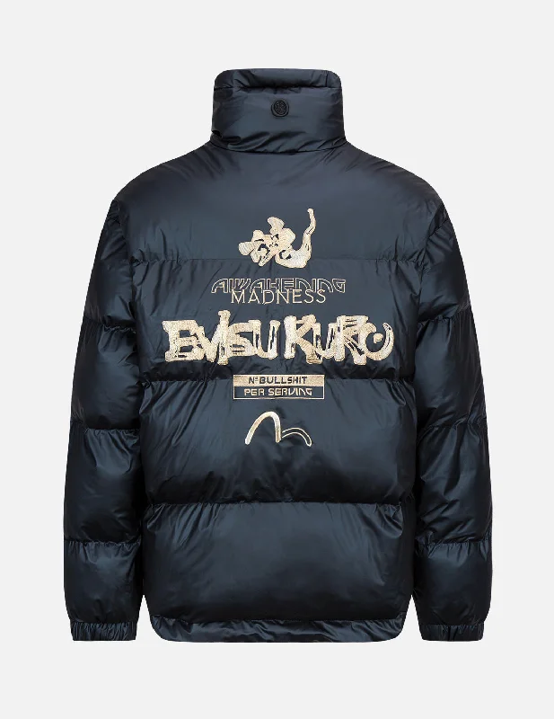 Jackets With Branding-Logo and Slogan Embroidered Metallic Padded Jacket