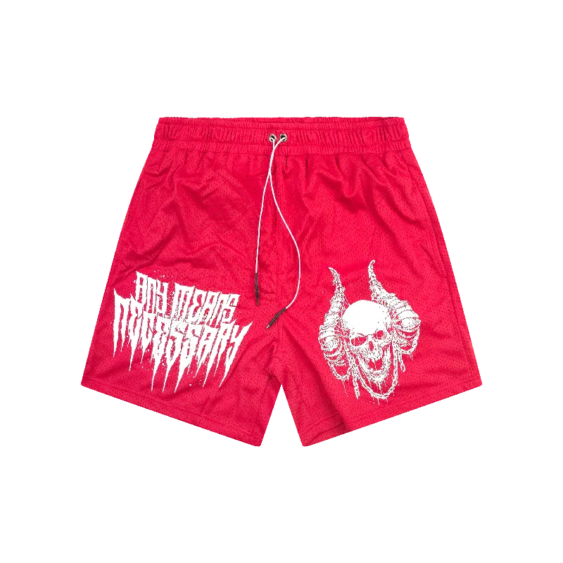 Shorts With Stretch Technology-Chains Mesh Shorts Red