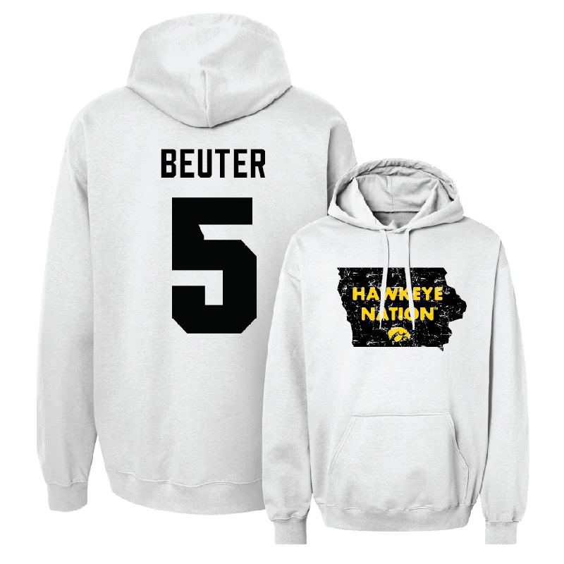 Zip Up Hoodies For Women-Baseball White State Hoodie  - Reece Beuter