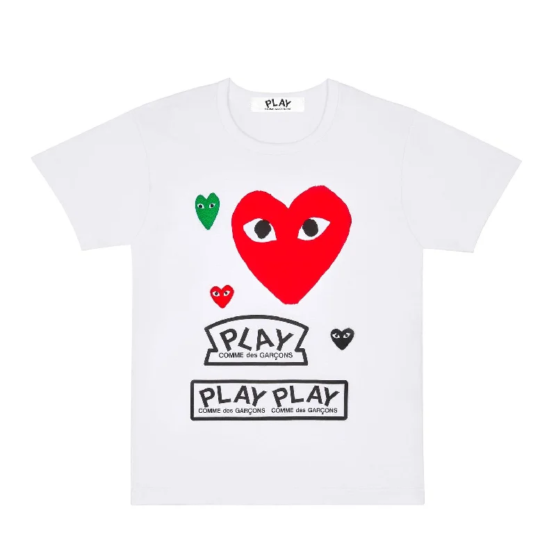 T-Shirt For Limited-Time Custom Offers-PLAY LOGO WITH RED HEART T-SHIRT