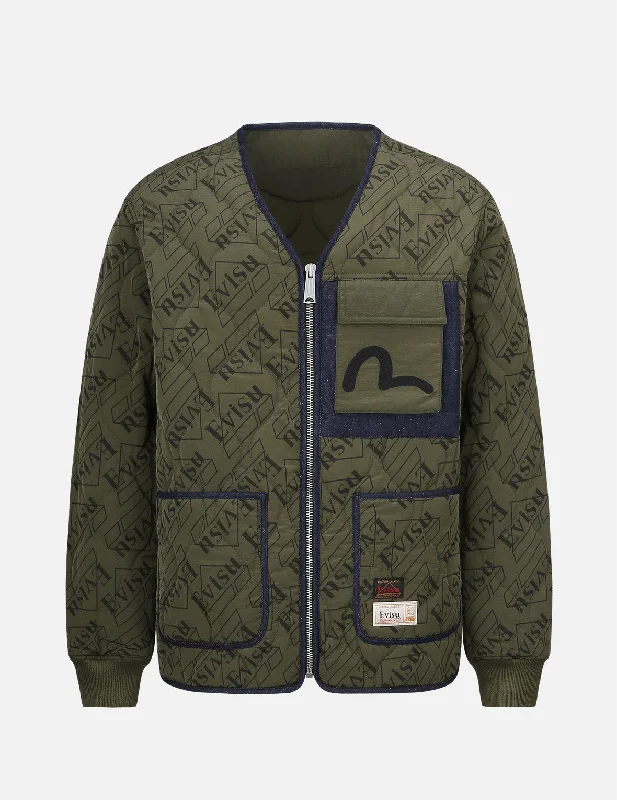 Jackets With Custom Color Options-Monogram Print Liner Jacket