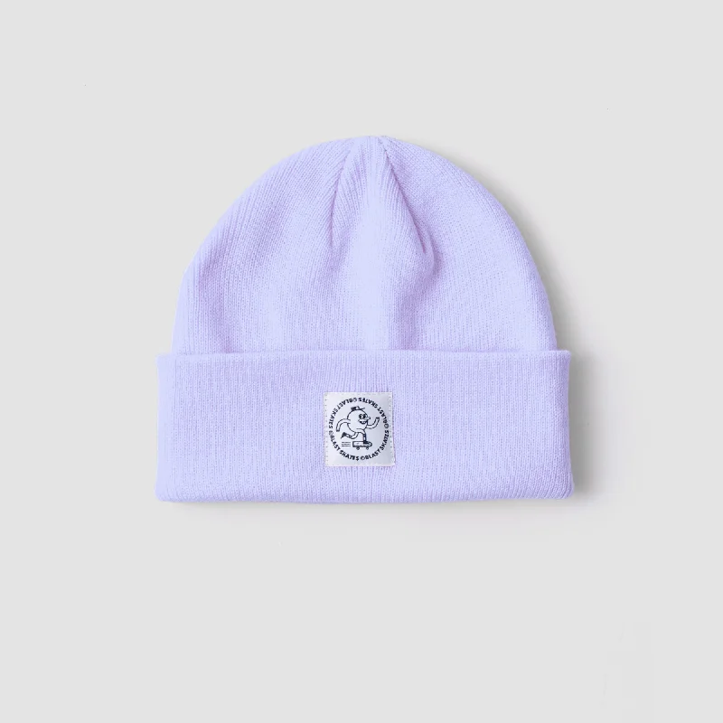 Hats With Embroidered Patches-LILAC ROUND LOGO BEANIE