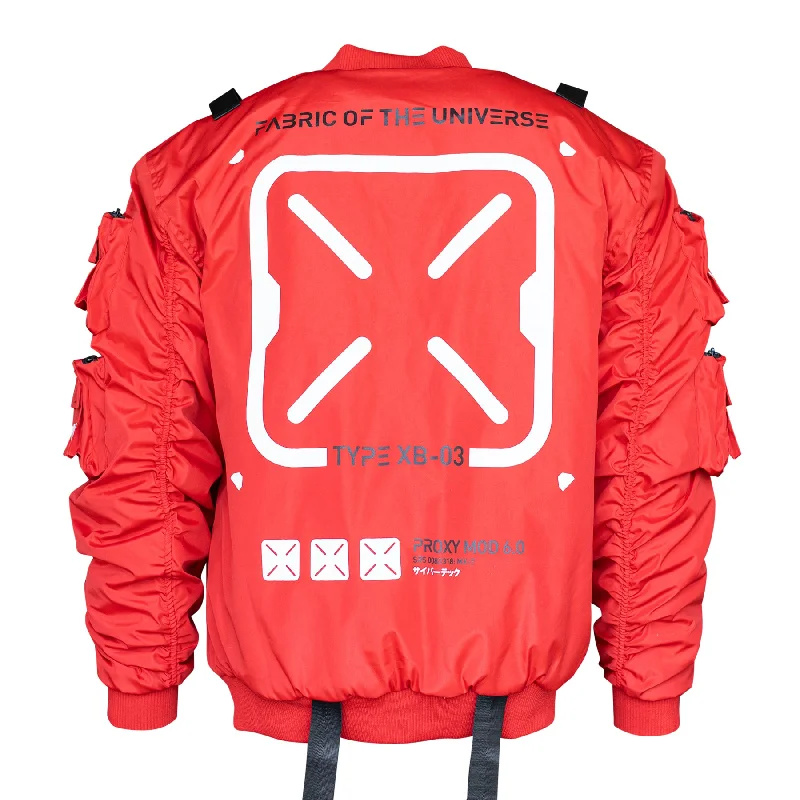 Jackets For Basketball Teams-XB-03 Red Bomber Jacket