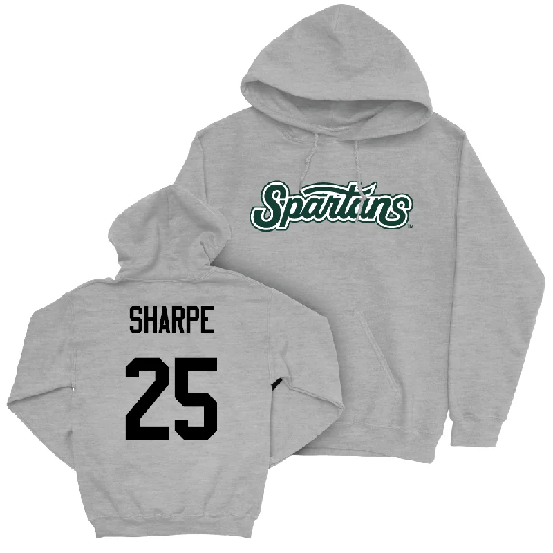 Hoodies For Commuting-Sport Grey Baseball Script Hoodie   - Reggie Sharpe