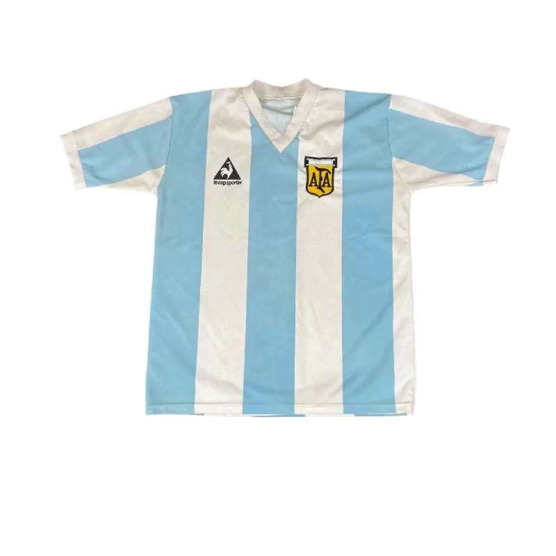 T-Shirt For Family Event Custom Apparel-1980-82 Blue + White Argentina Shirt - L